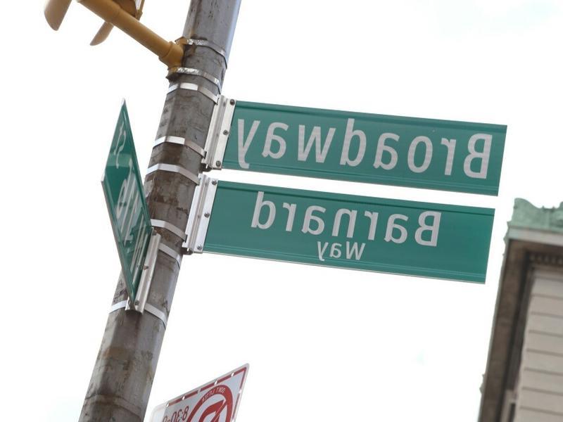 展示写着百老汇的街道标志和下面写着十大电竞游戏综合排名路的标志